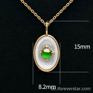 18K залаты белы абалонка Імператарскі зялёны кулон Jadeite